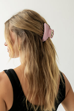 Striped Claw Clip in Pink
