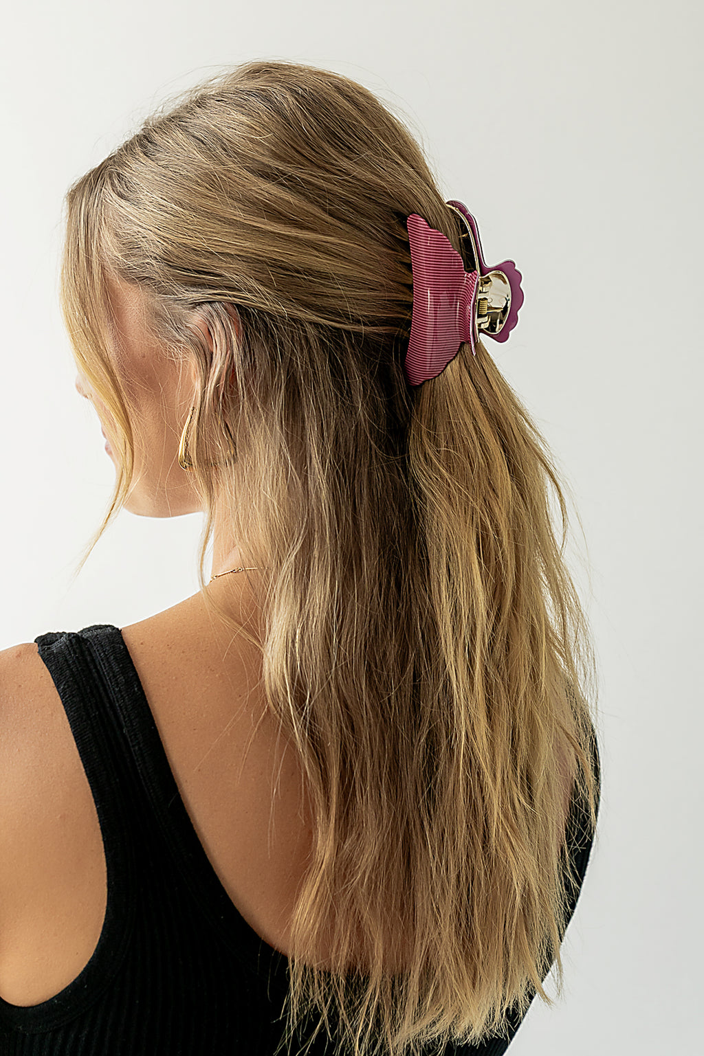 Striped Claw Clip in Burgundy