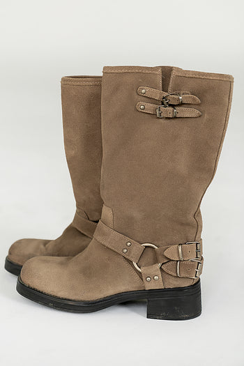 Moto Boot in Taupe Suede