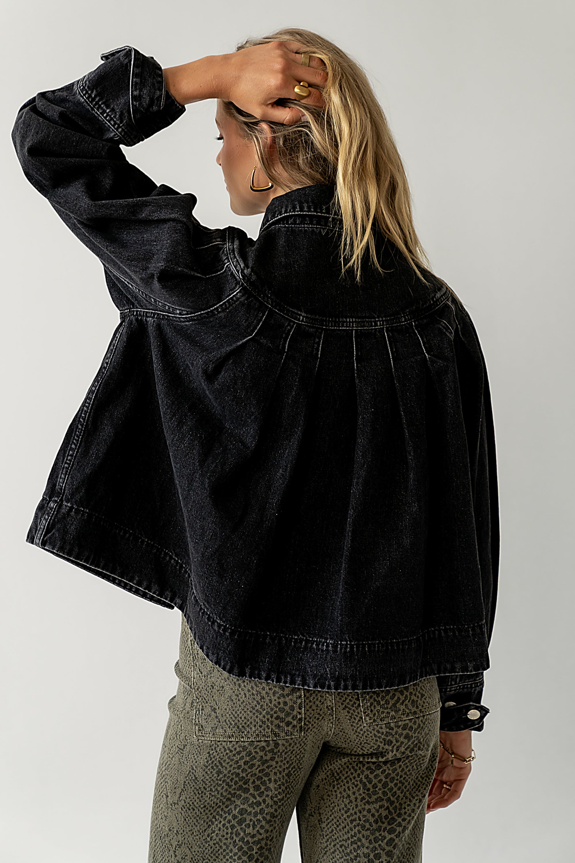 Lennon Denim Jacket in Washed Black - FINAL SALE