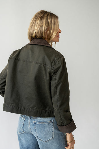 Krue Contrast Jacket in Olive - FINAL SALE