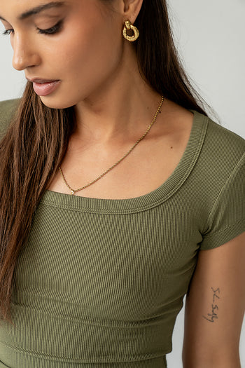 Ribbed Top in Olive