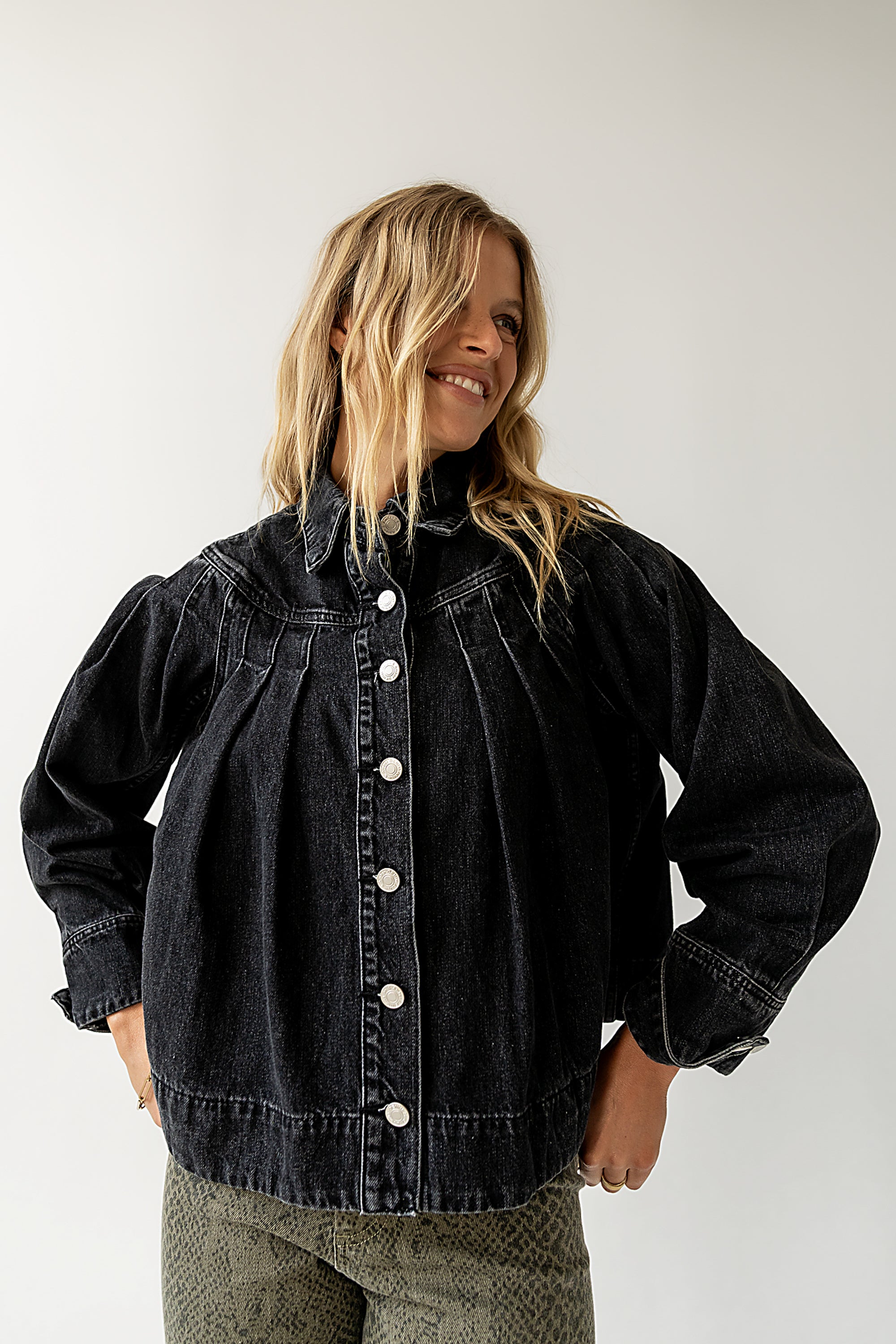 Lennon Denim Jacket in Washed Black - FINAL SALE