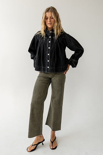 PRINTED DENIM PANTS