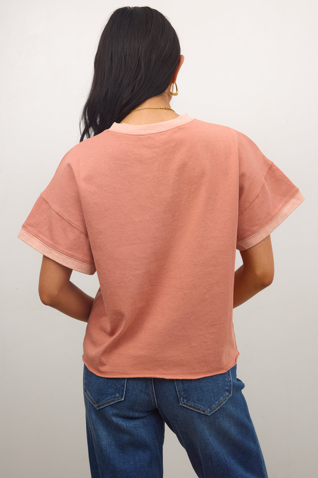 Jace Contrast Tee in Clay