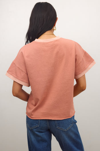 Jace Contrast Tee in Clay