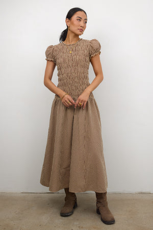 Opal Gingham Maxi Dress in Brown Opal Gingham Maxi Dress in Brown