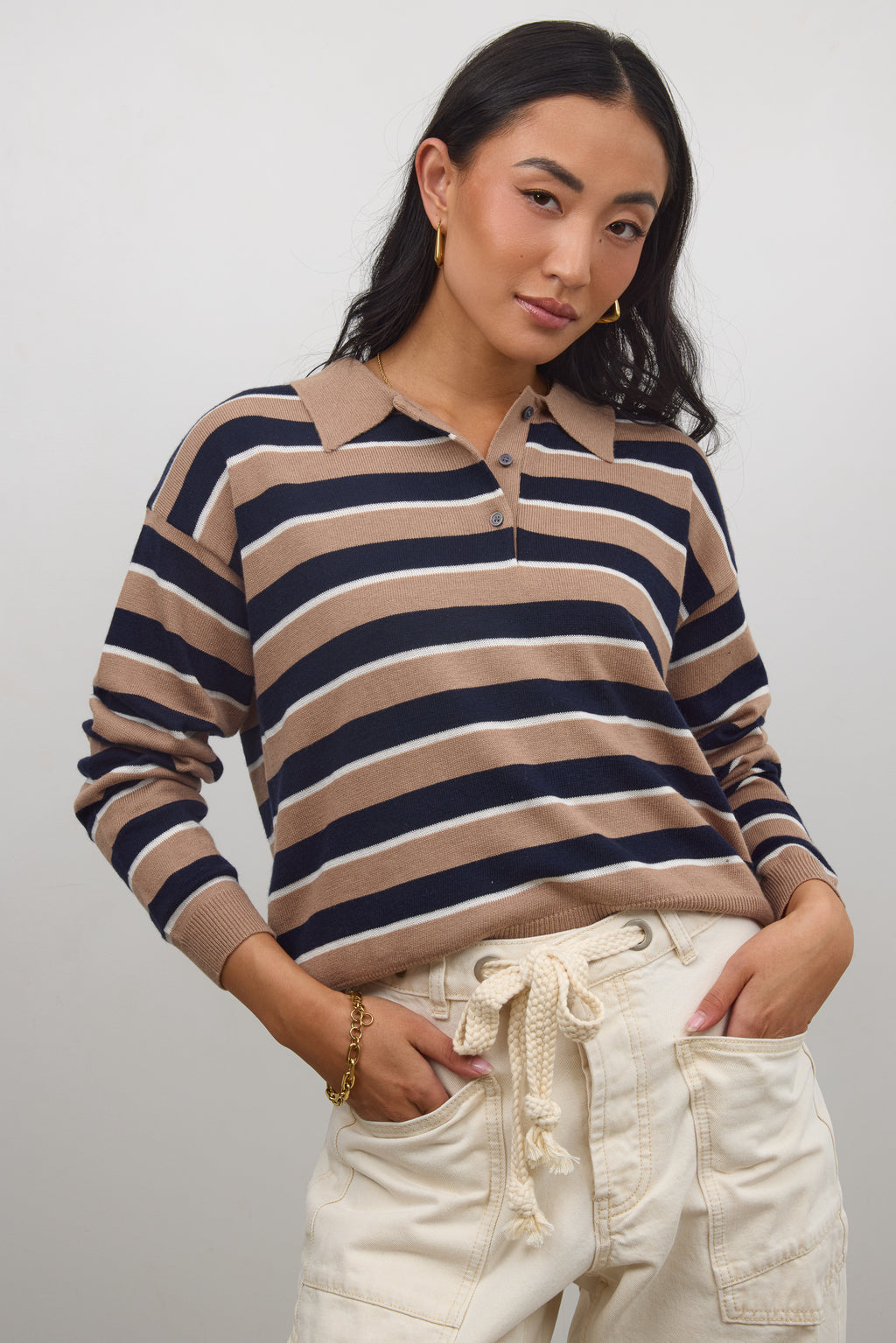 Striped Sweater in Taupe