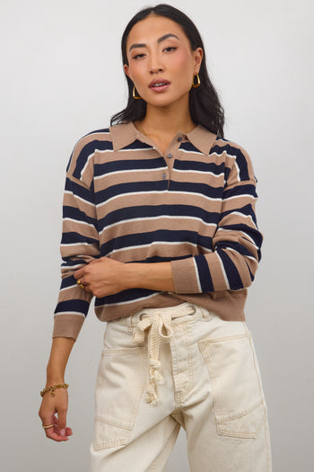 LONG SLEEVE SWEATER IN TAUPE 