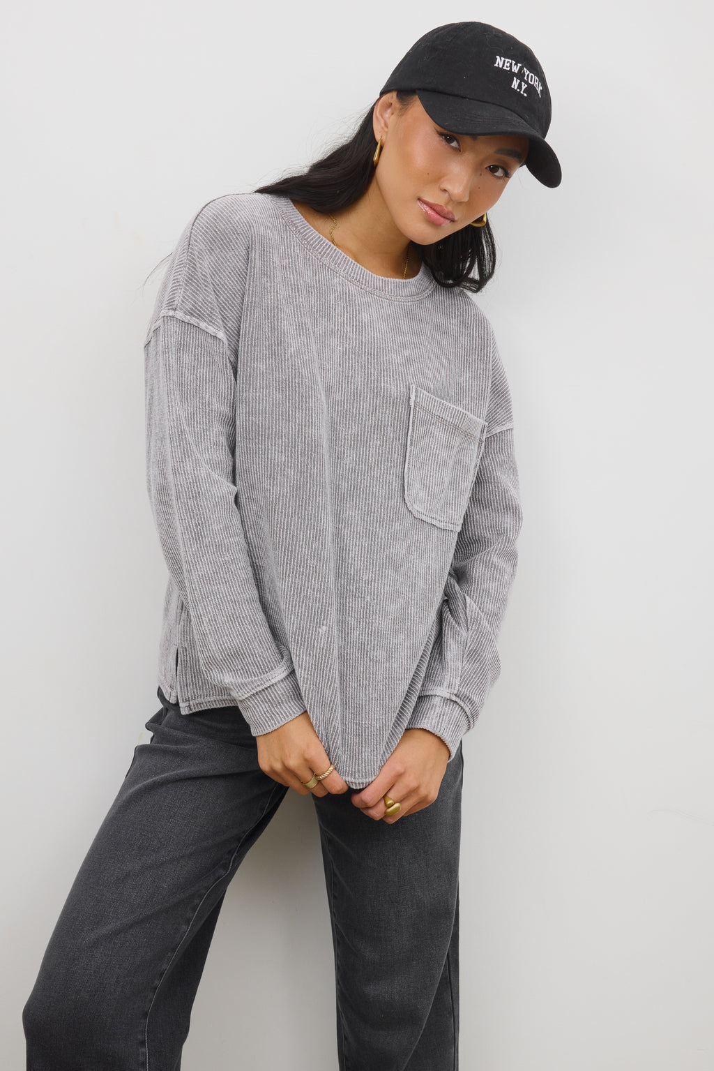 long sleeve grey top