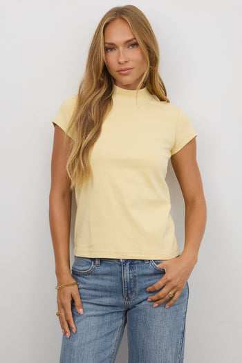 Mock Neck Tee in Yellow