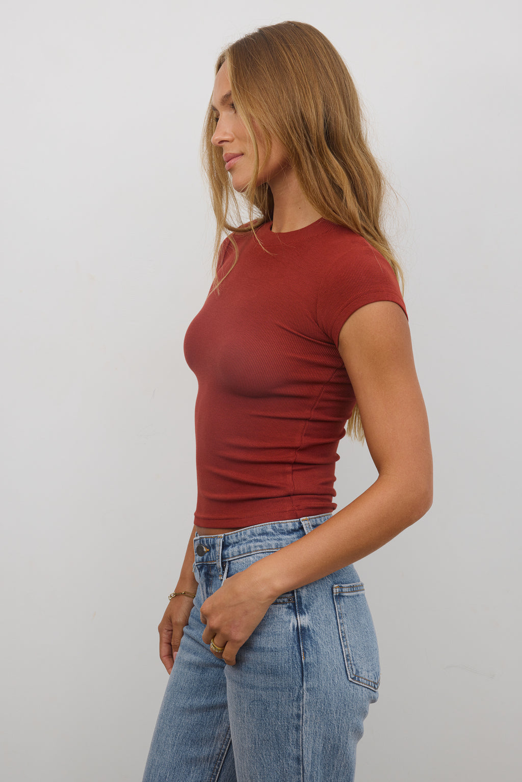 Asher Ribbed Top in Brick
