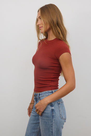 Asher Ribbed Top in Brick