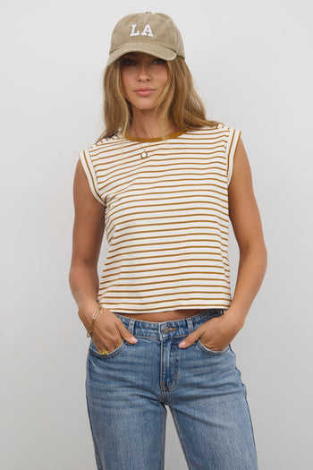  Striped T-Shirt in Cognac