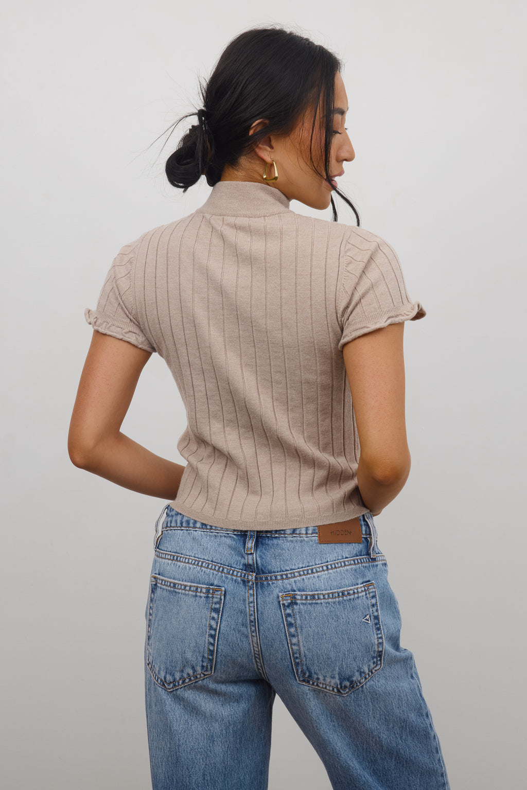 Ribbed Top in Taupe