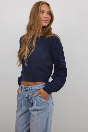 Cable Knit Sweater in navy 