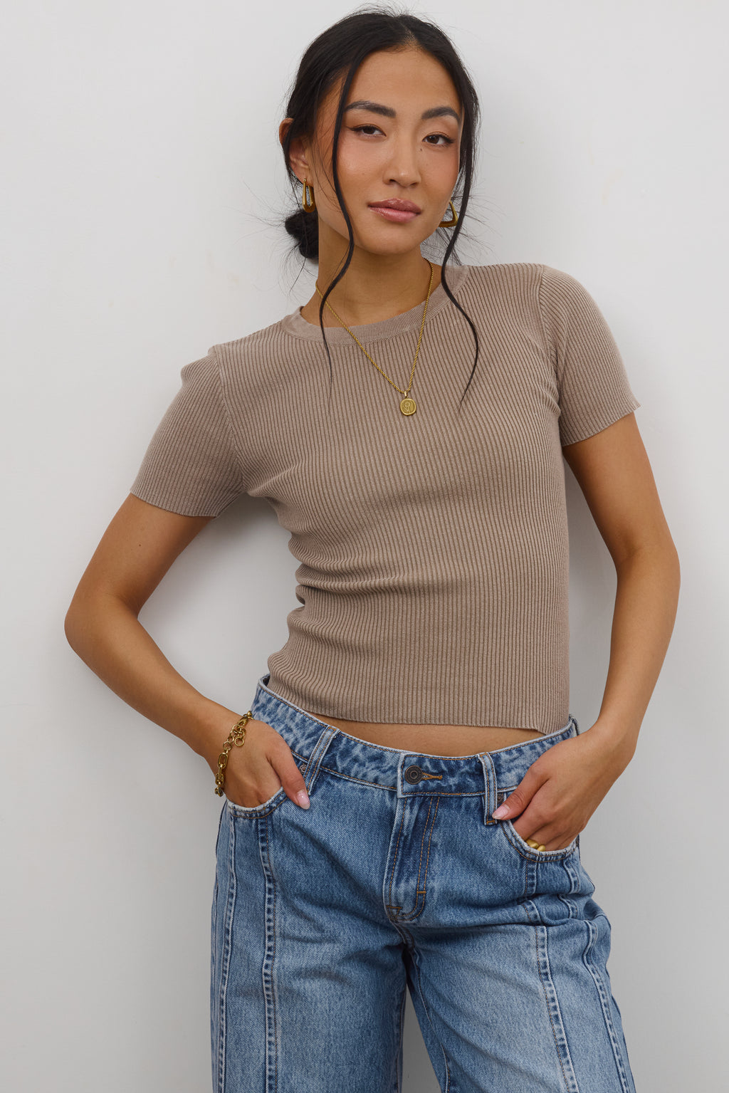 Ribbed Top in Mocha