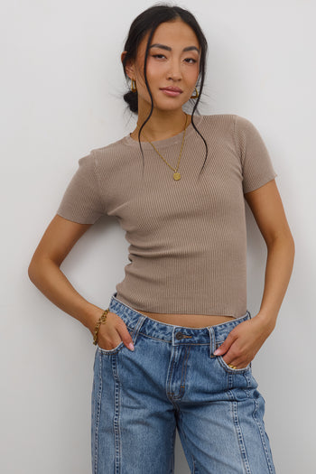Ribbed Top in Mocha