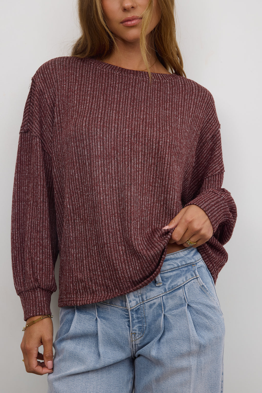  Knit Sweater in Burgundy