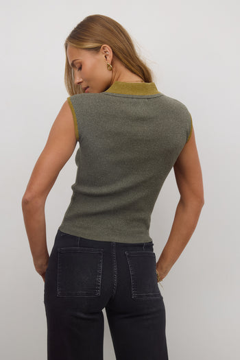 COLLARED OLIVE BLOUSE 