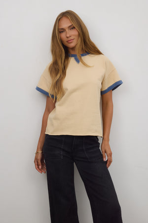 Jace Contrast Tee in Beige - FINAL SALE