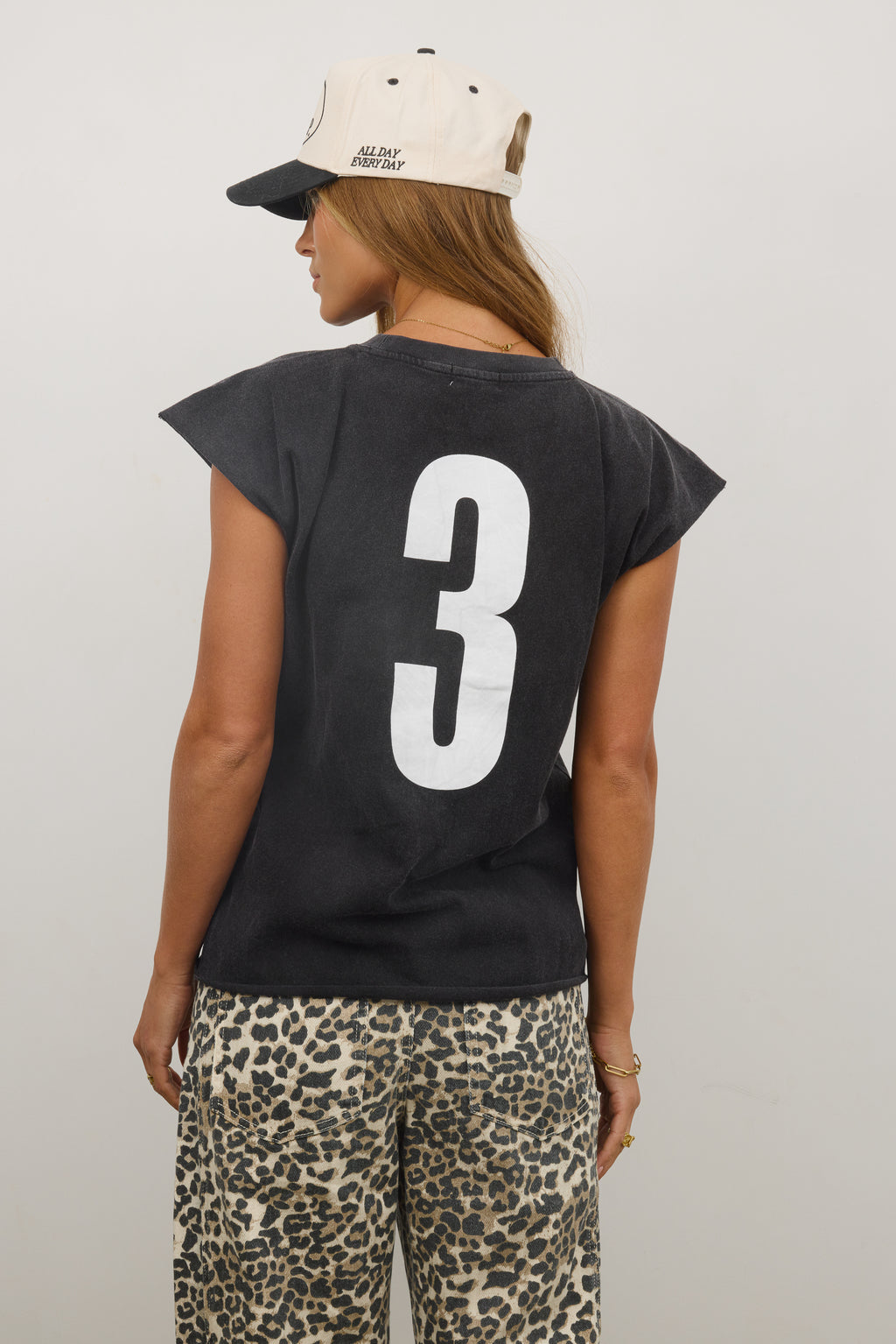 Muscle Tee in Black with the number three on the back 