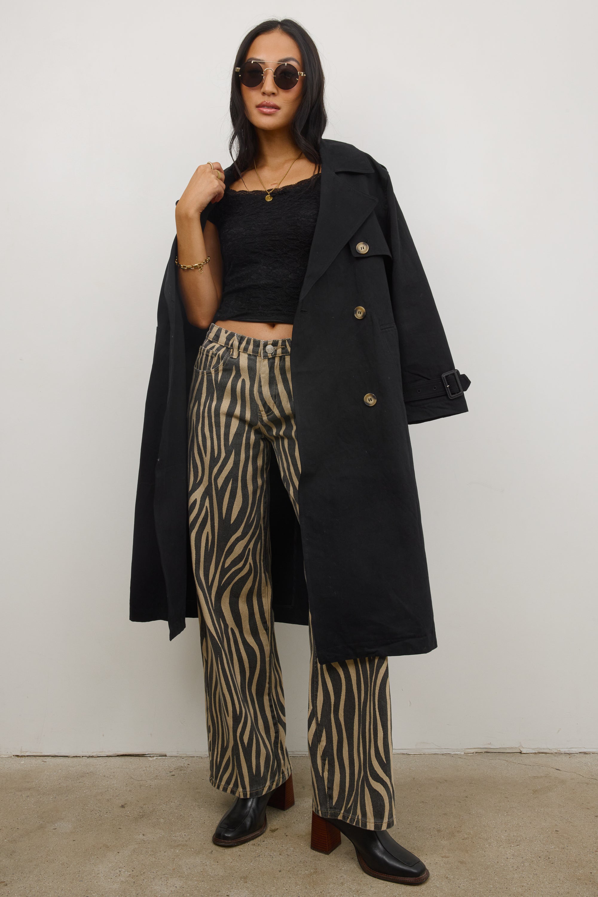 Kenzie Wide Leg Jeans in Zebra