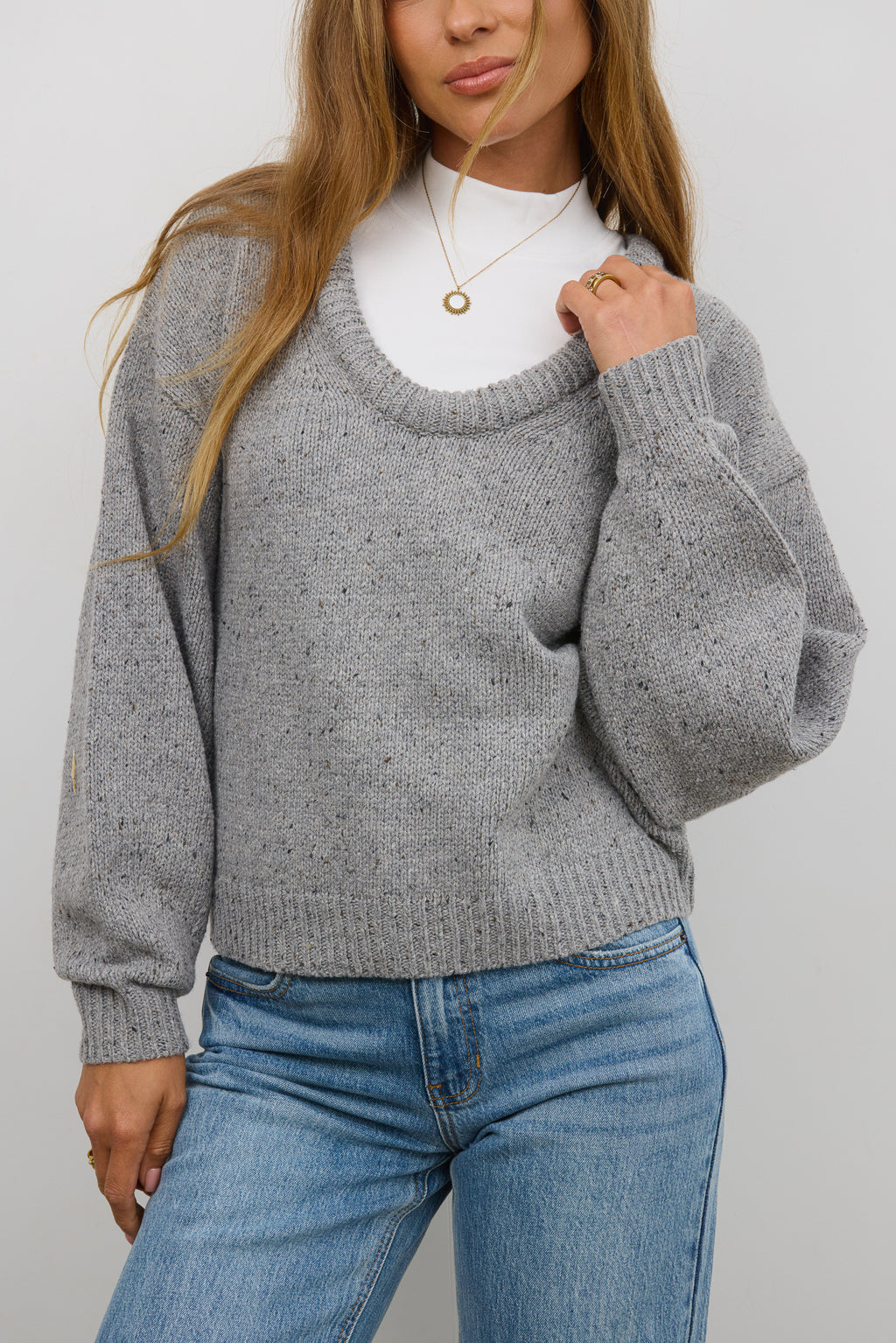 grey knit sweater