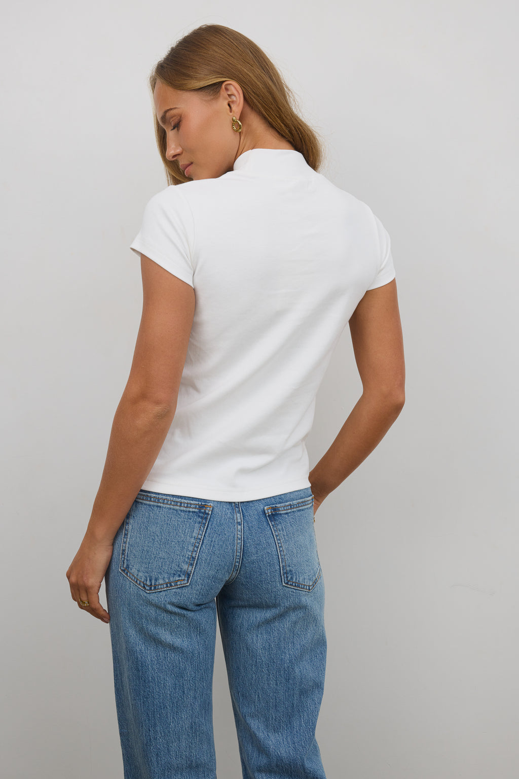 Marley Mock Neck Tee in White