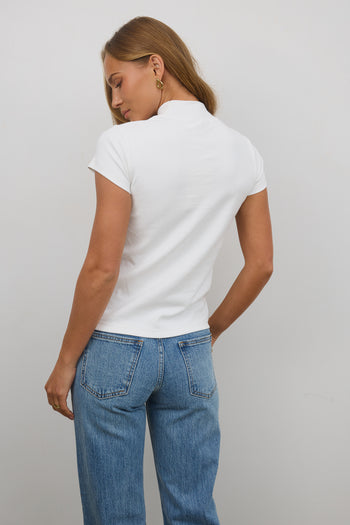 Marley Mock Neck Tee in White