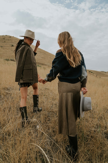 OLIVE FLOWY SKIRT 