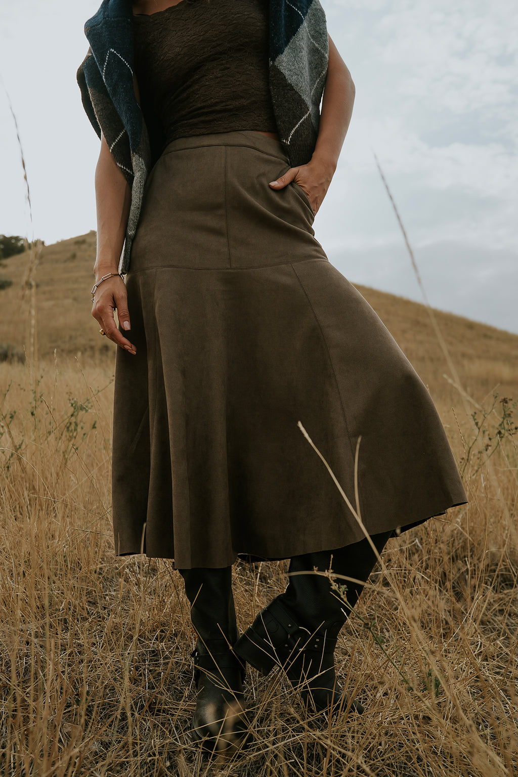 TIERED MIDI SKIRT 