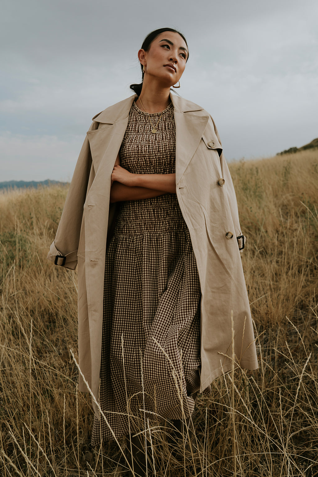 Opal Gingham Maxi Dress in Brown Opal Gingham Maxi Dress in Brown