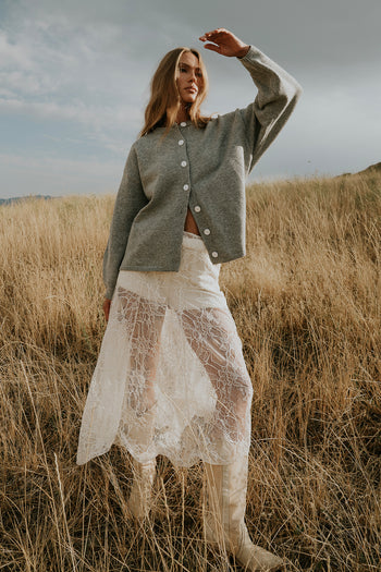 Knit Cardigan in Heather Grey