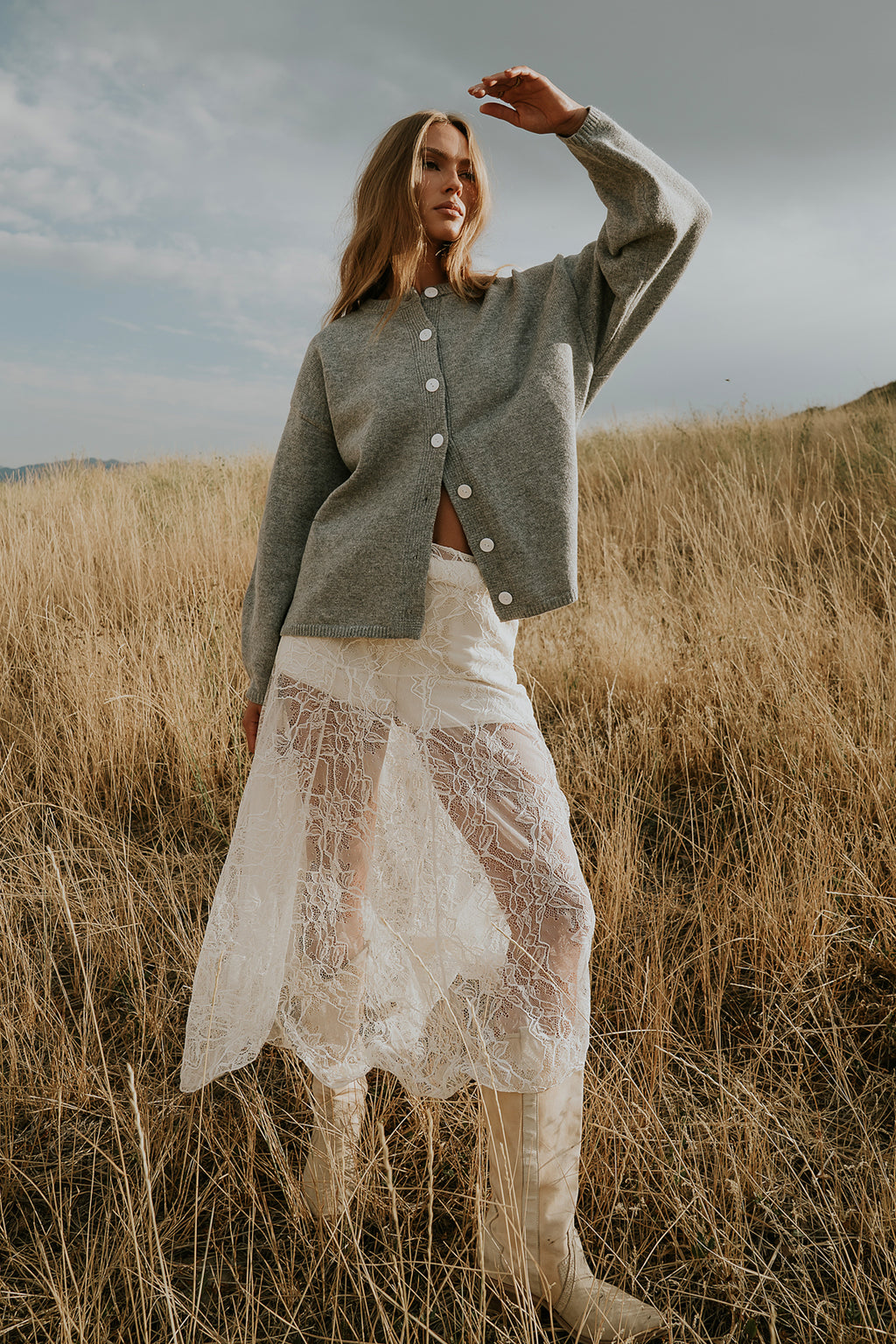 Tatum Lace Maxi Skirt in Cream - FINAL SALE