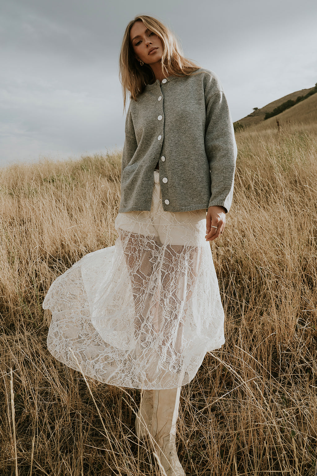 Tatum Lace Maxi Skirt in Cream - FINAL SALE