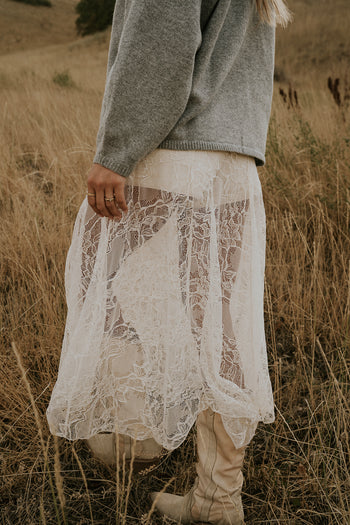 Tatum Lace Maxi Skirt in Cream - FINAL SALE