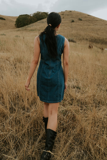 Denim Mini Dress WITH ZIP UP BACK 