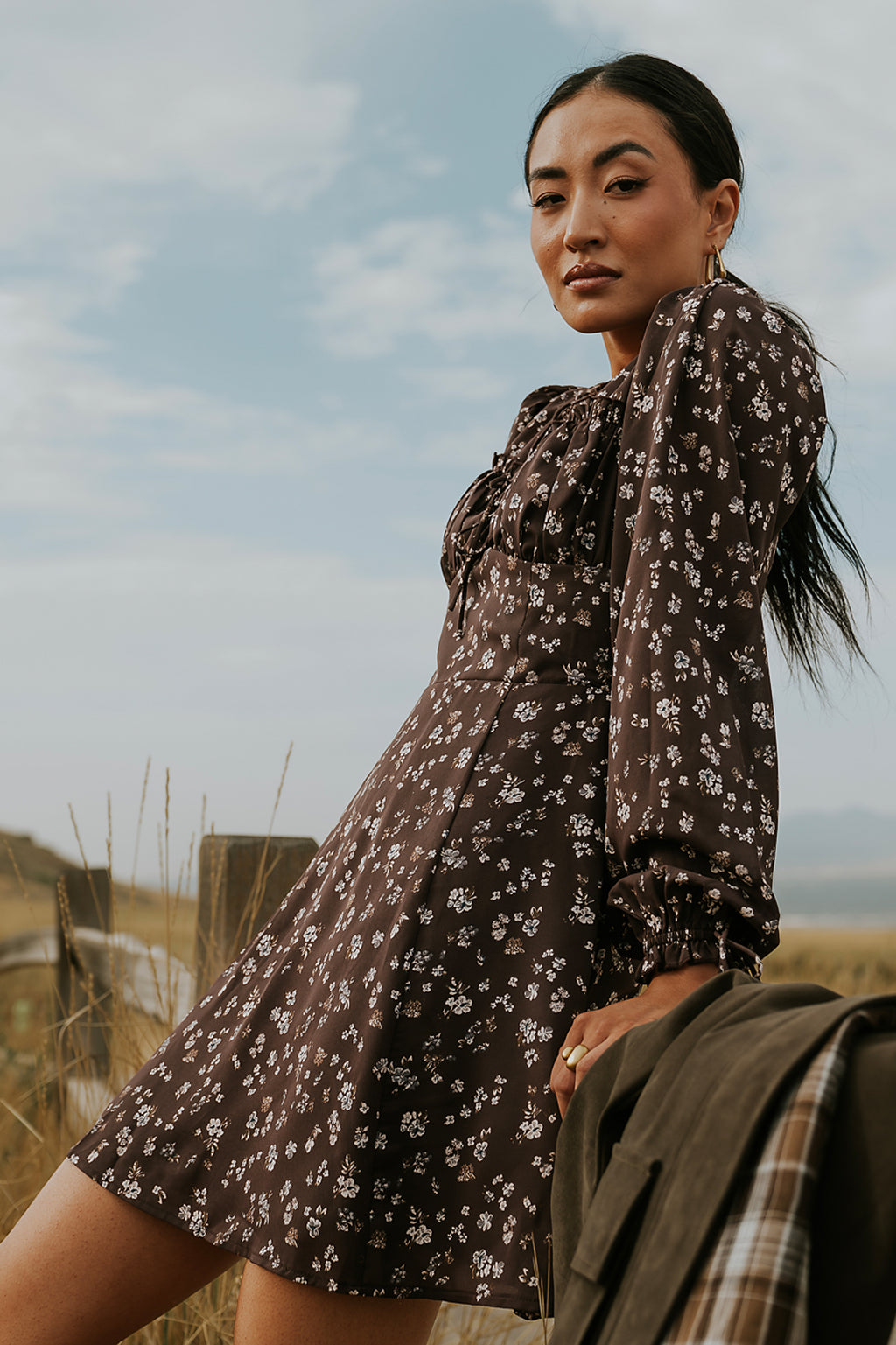 long sleeve floral mini dress
