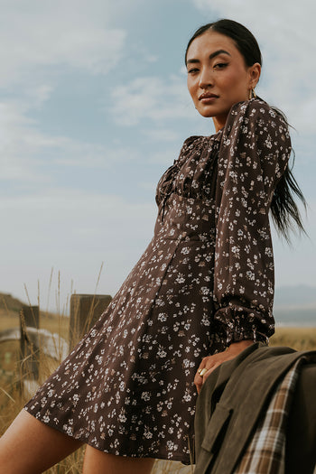long sleeve floral mini dress
