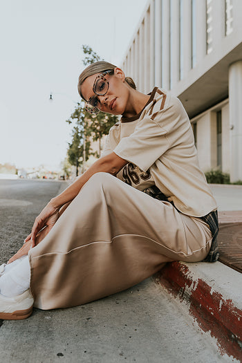 Robbin Satin Maxi Skirt in Tan