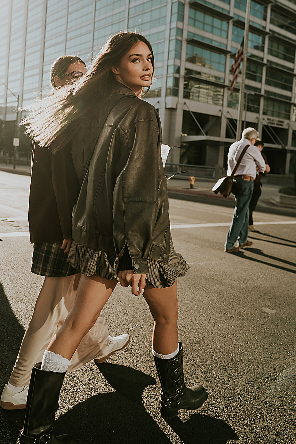  Vegan Leather Jacket in Brown