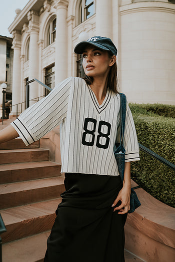striped oversized knit top