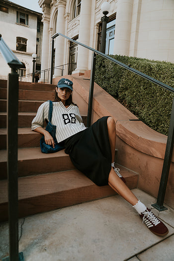 Satin Maxi Skirt in Black