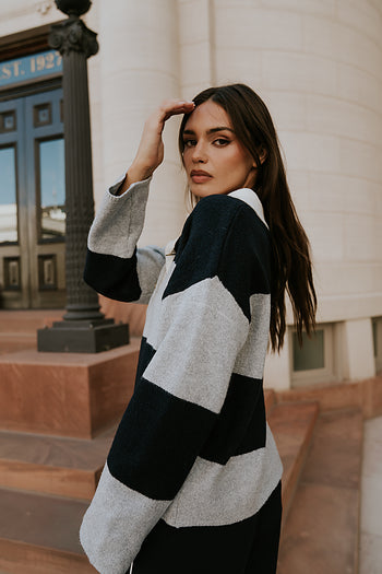 striped collared sweater