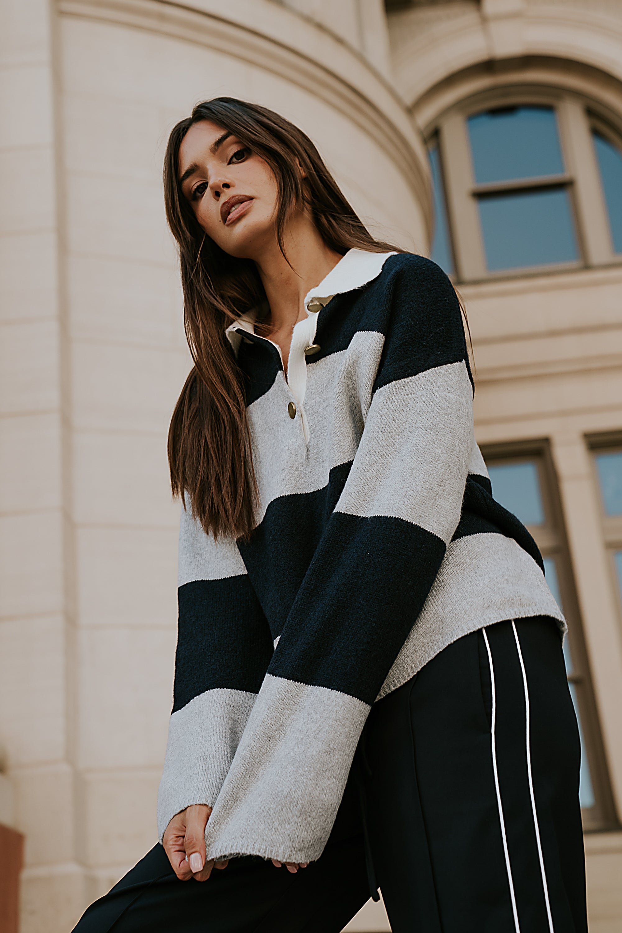 ピカリ✨mame StripeHAMAGURI Knit Pullover Mini Marin Sweater | La Ligne NYC