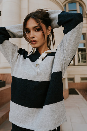 Kenzie Striped Sweater in Navy