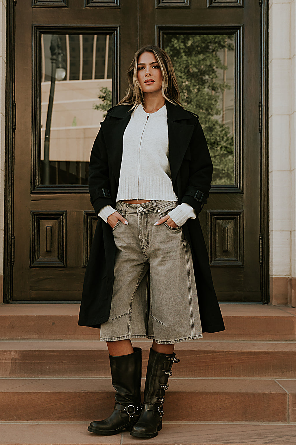 Kelly Knit Bomber Jacket in Grey - FINAL SALE