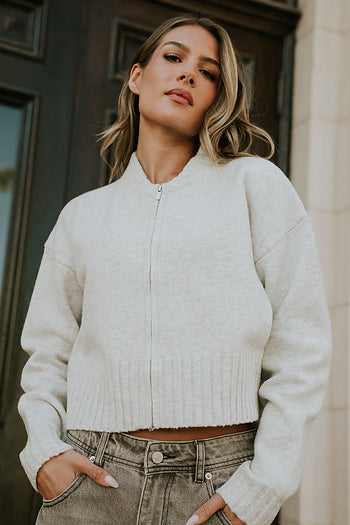 Kelly Knit Bomber Jacket in Grey - FINAL SALE