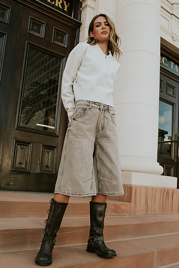 Kelly Knit Bomber Jacket in Grey - FINAL SALE